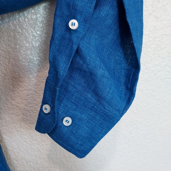 Loro Piana Blue Long Sleeve Button Down - Picture 7 of 13